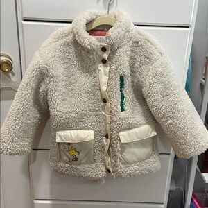 Cream Fleece Kids Puffer Jacket, Zara, 2-3T